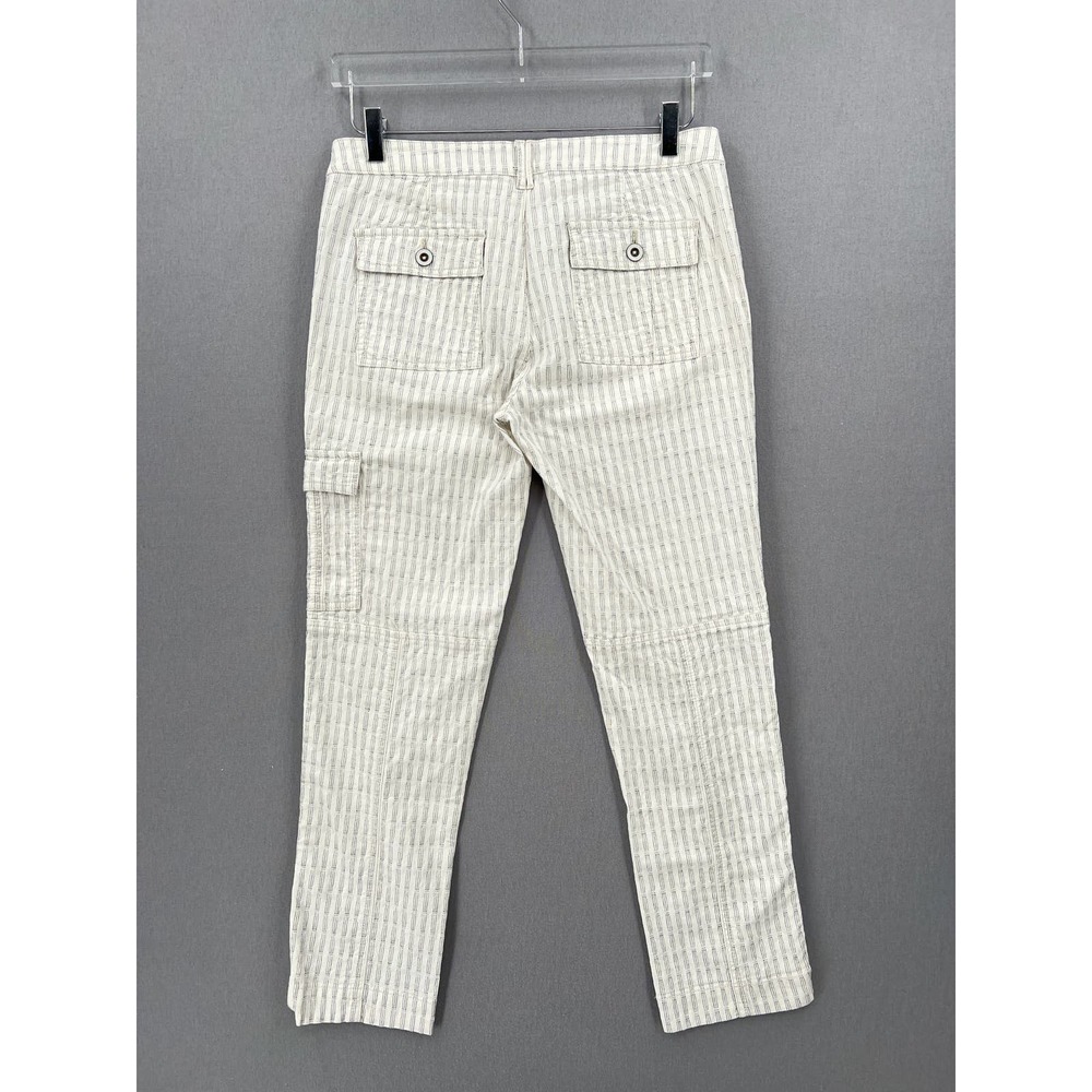 ANTHROPOLOGIE HEI HEI Pants Womens 4 Off White Cotton Striped Pant Wander Cargo - Picture 3 of 13